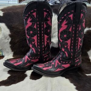 Lane Black and Pink Western Boots